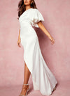 Vestido One Shoulder Puff Sleeve White (S)