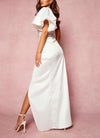 Vestido One Shoulder Puff Sleeve White (S)