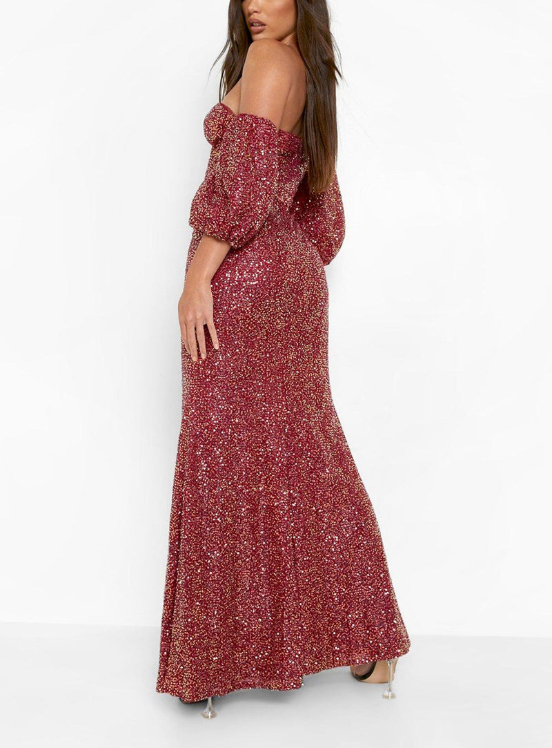 Vestido Puff Sleeve Sparkle (M)