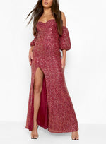 Vestido Puff Sleeve Sparkle (M)