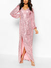 Vestido Glitter Pink Puff Sleeves (M)
