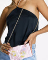 Multi Colour Chain Marble Pink Clutch