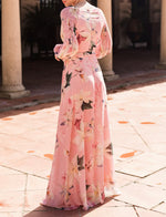 Floral Puff Sleeves Pink Dress (M)