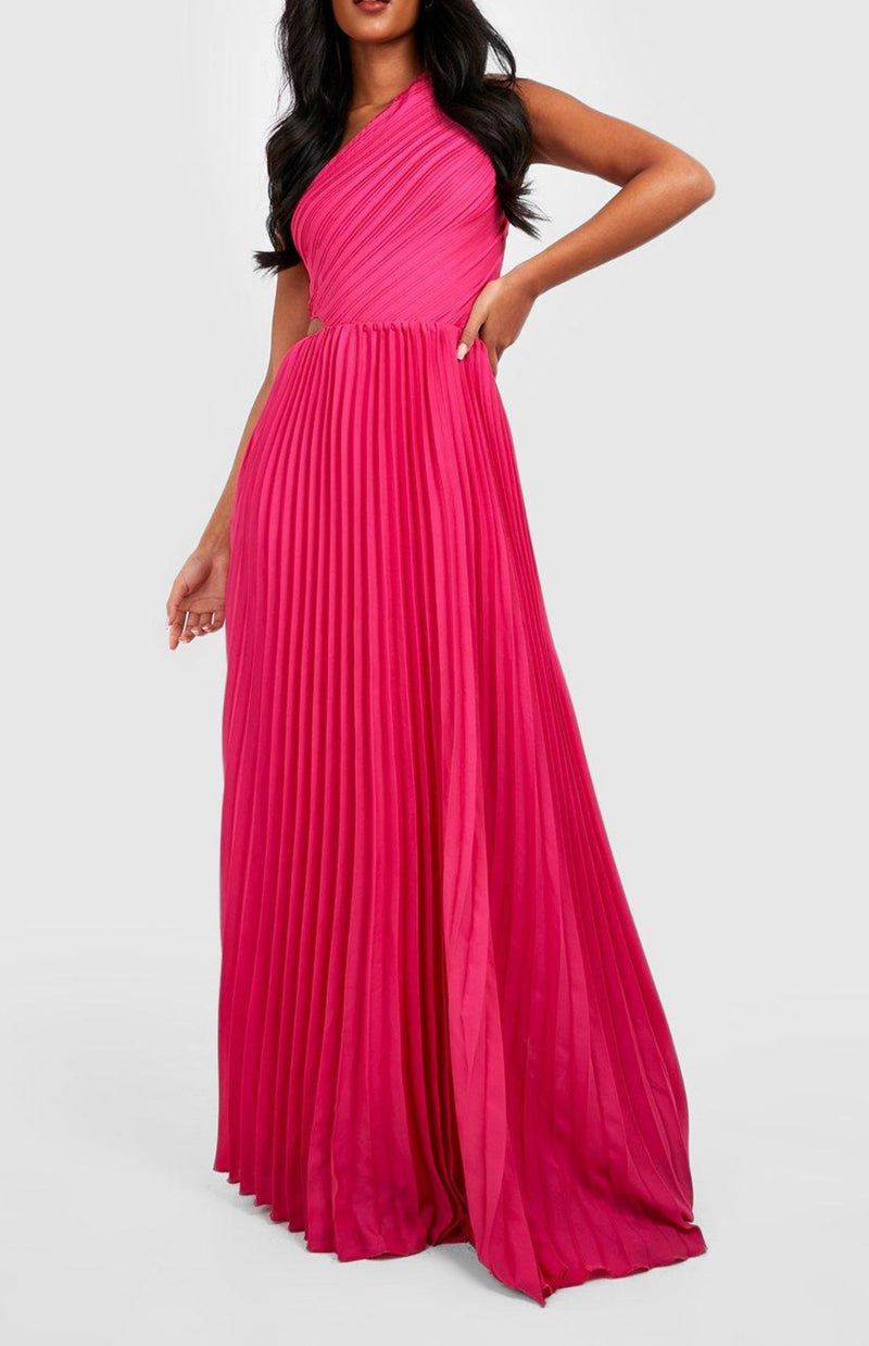 Magenta Pleated One Shoulder Dress (XS)