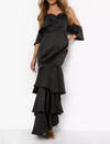 Black Satin Ruffles Dress (S)