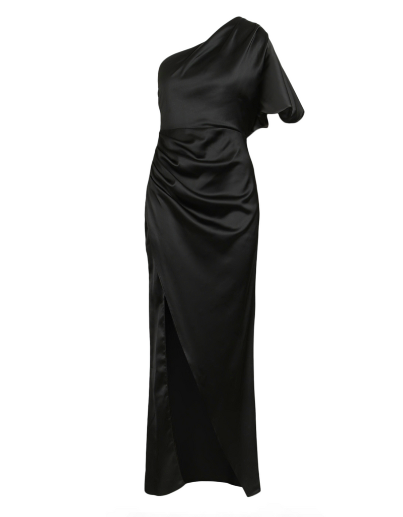 Vestido One Shoulder Puff Sleeve Black (L)