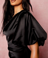 Vestido One Shoulder Puff Sleeve Black (L)