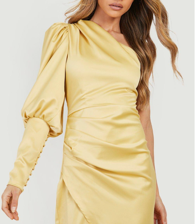 Long One Sleeve Puff Maxi Yellow (M)