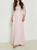 Plus High Neck Sequin Bodice Maxi (XXL)