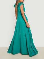 Ruffle Sleeve Maxi Green (S)