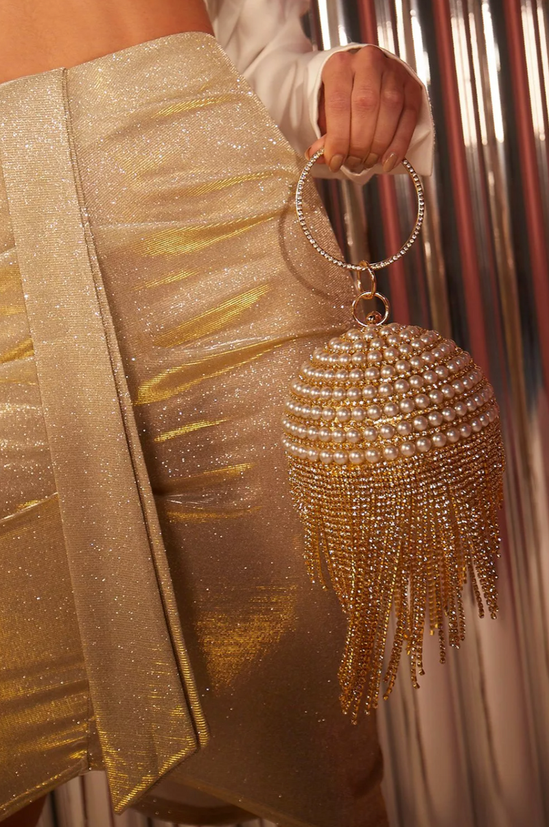 Golden Sphere Glitter Clutch