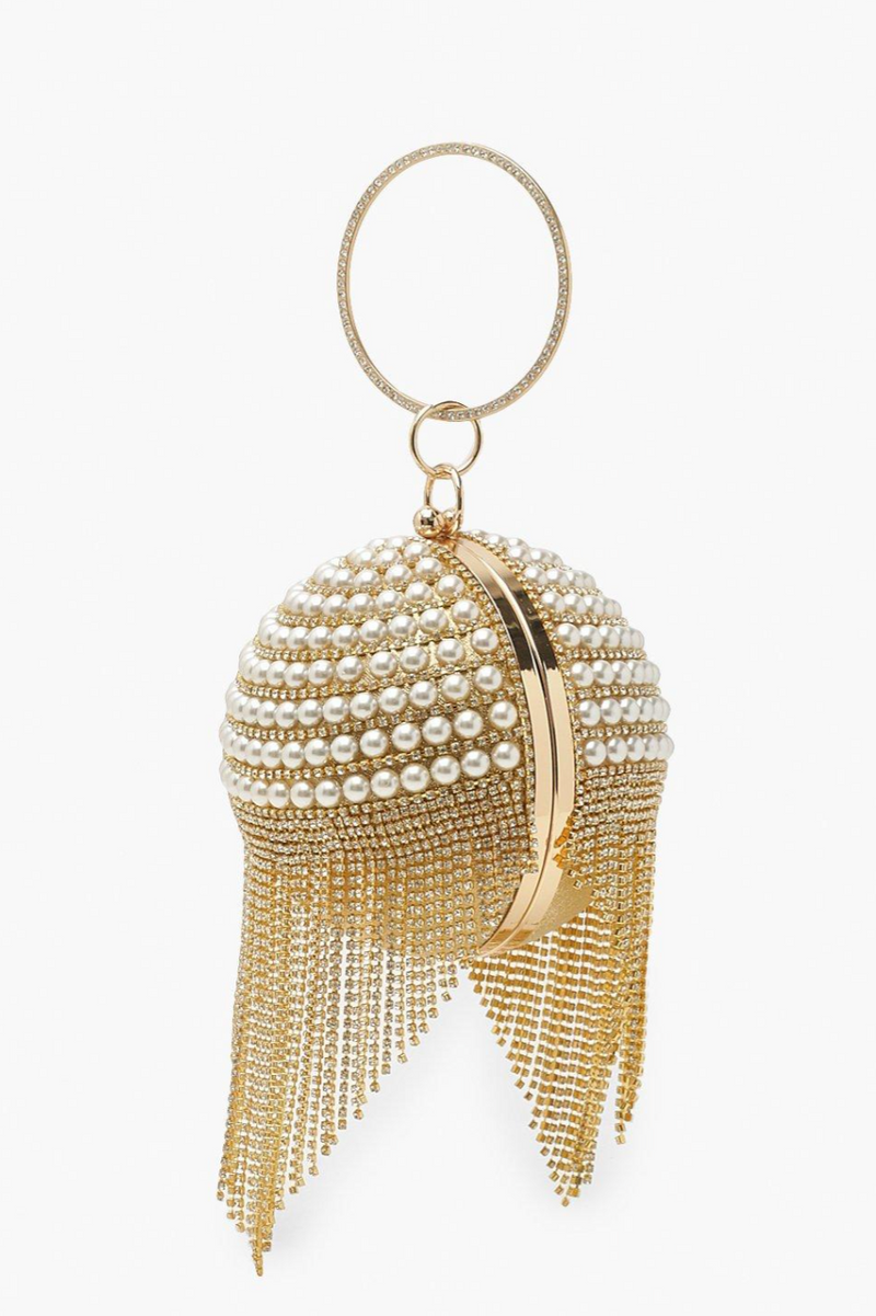 Golden Sphere Glitter Clutch
