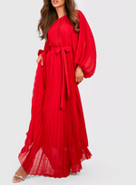 Red Balloon Sleeve Pleated Maxi (L)