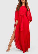 Red Balloon Sleeve Pleated Maxi (L)