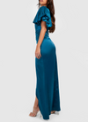 One Shoulder Puff Sleeve Maxi Blue (M)