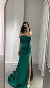Fancy One Shoulder Green Maxi (M)