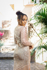 Vestido Rose Gold Sparkle Mangas (S)