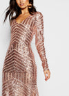 Vestido Rose Gold Sparkle Mangas (S)