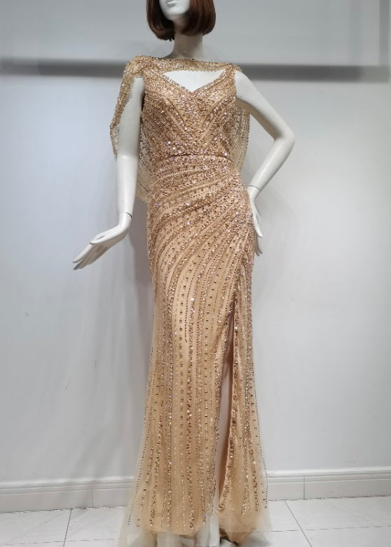 Sparkle Chique Maxi Gown in Gold (L)