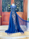 Dark Blue Beaded Gown (M)