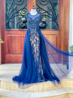 Dark Blue Beaded Gown (M)