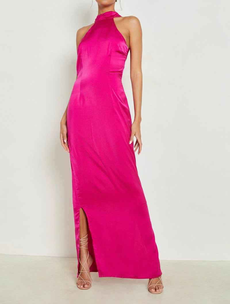 Vestido Rosa Gola Alta (S)