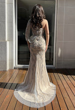 Silver Champagne Embroidered Gown (M)
