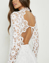 White Crochet Lace Open Back Midi (S)